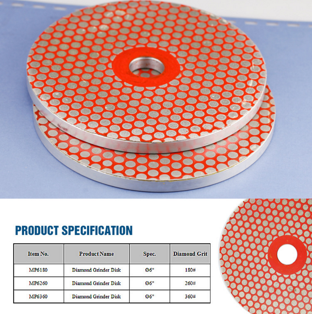 1pcs Diamond Grinding Disk For Diamond Tech Bevel Max Grinder 6" 260 Grit