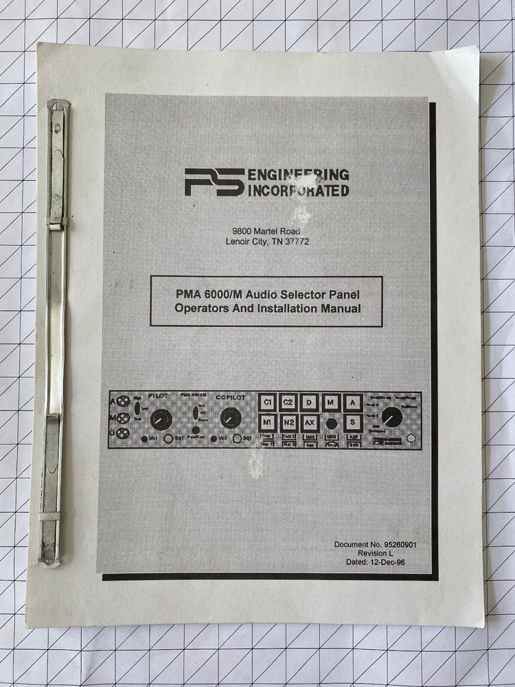 PMA 6000/M Audio Selector Panel Operators and Installation Manual