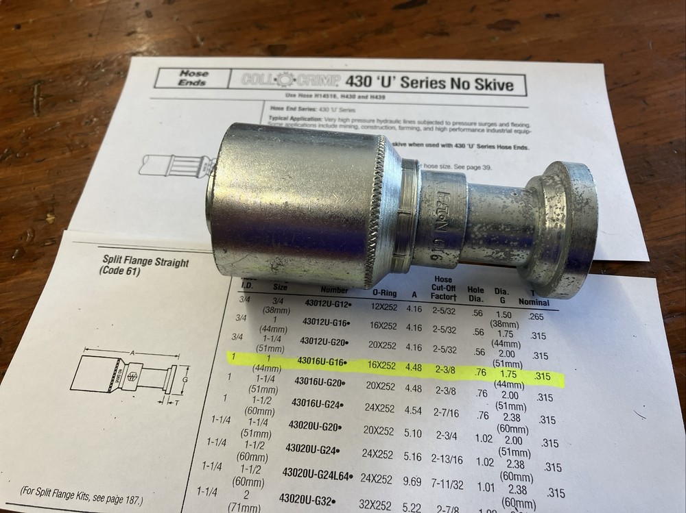 43016U-G16 Eaton Hose End Code 61 straight Flange
