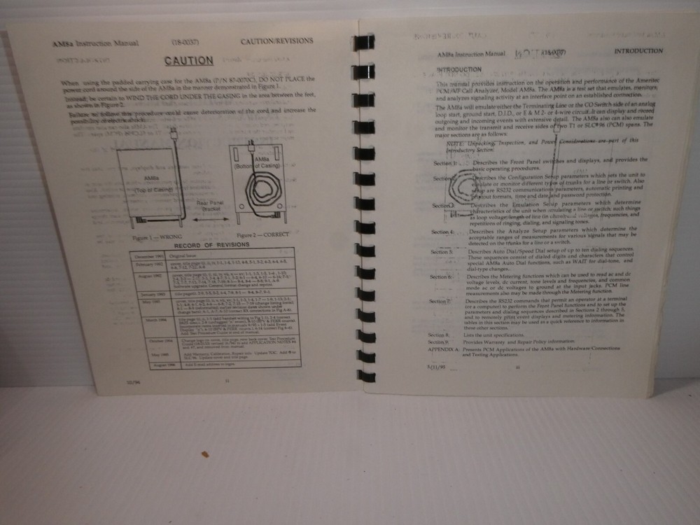 Ameritec AM8a PCM/VF Call Analyzer Instruction Manual