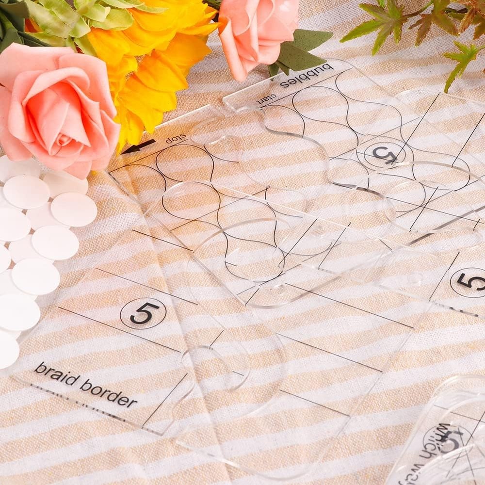 14 PCs Free Motion Quilting Template Set Includes 11 Templates 3mm,...