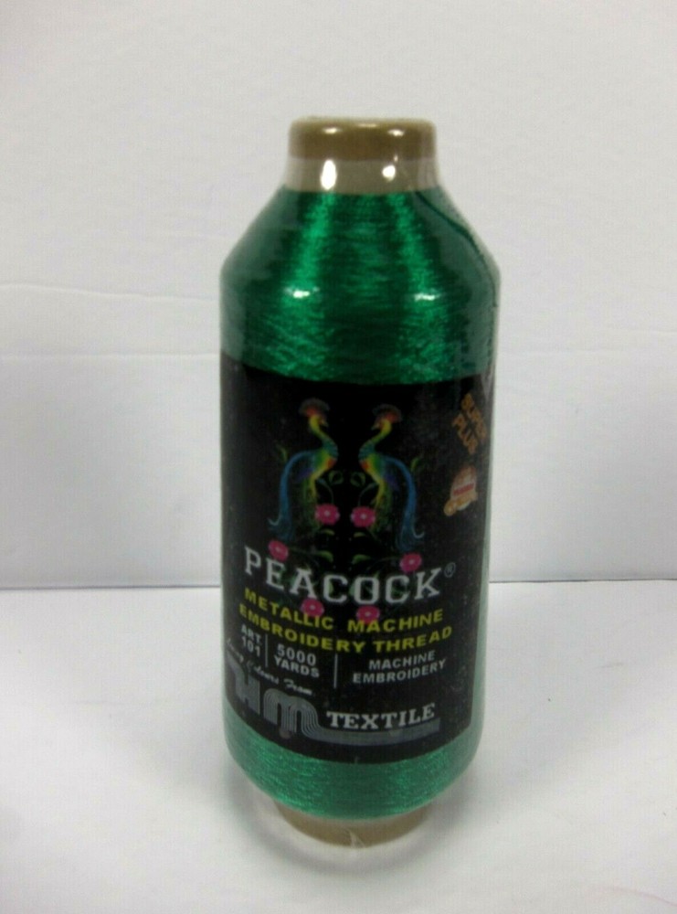 HM Textile Peacock Embroidery Machine Cone Thread Metallic Bright Green