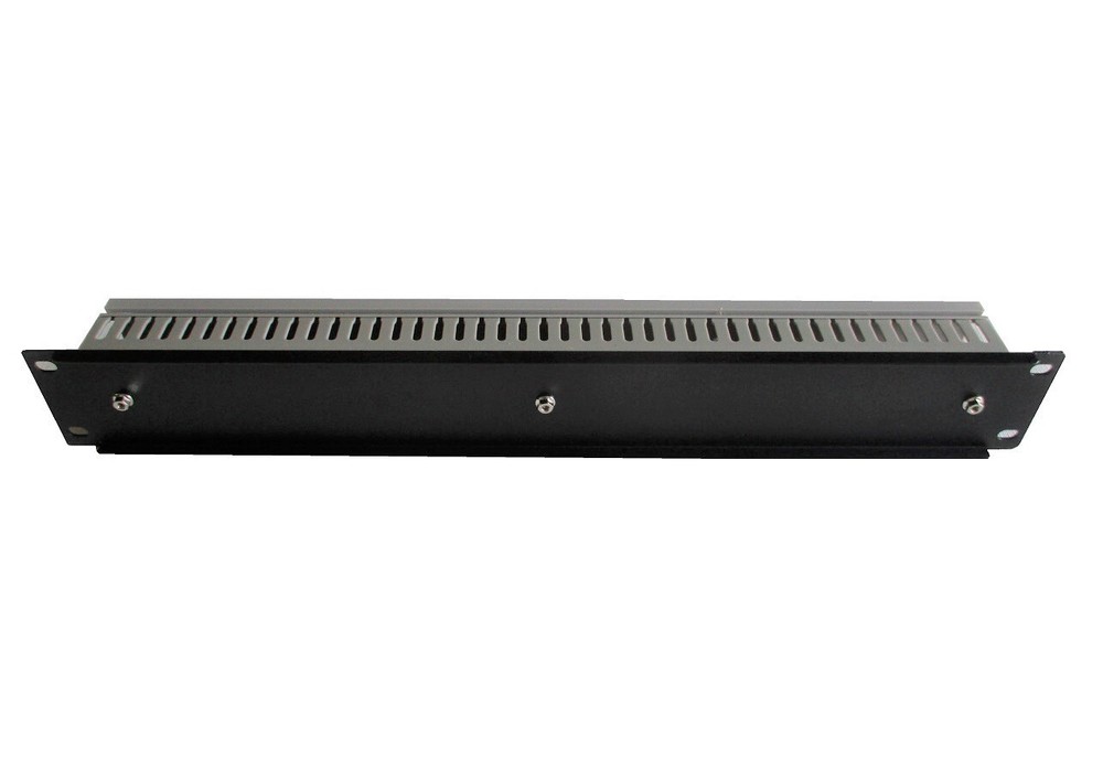 1.5U 19" horizontal cable management panel with PVC duct, black panel, Gray duct
