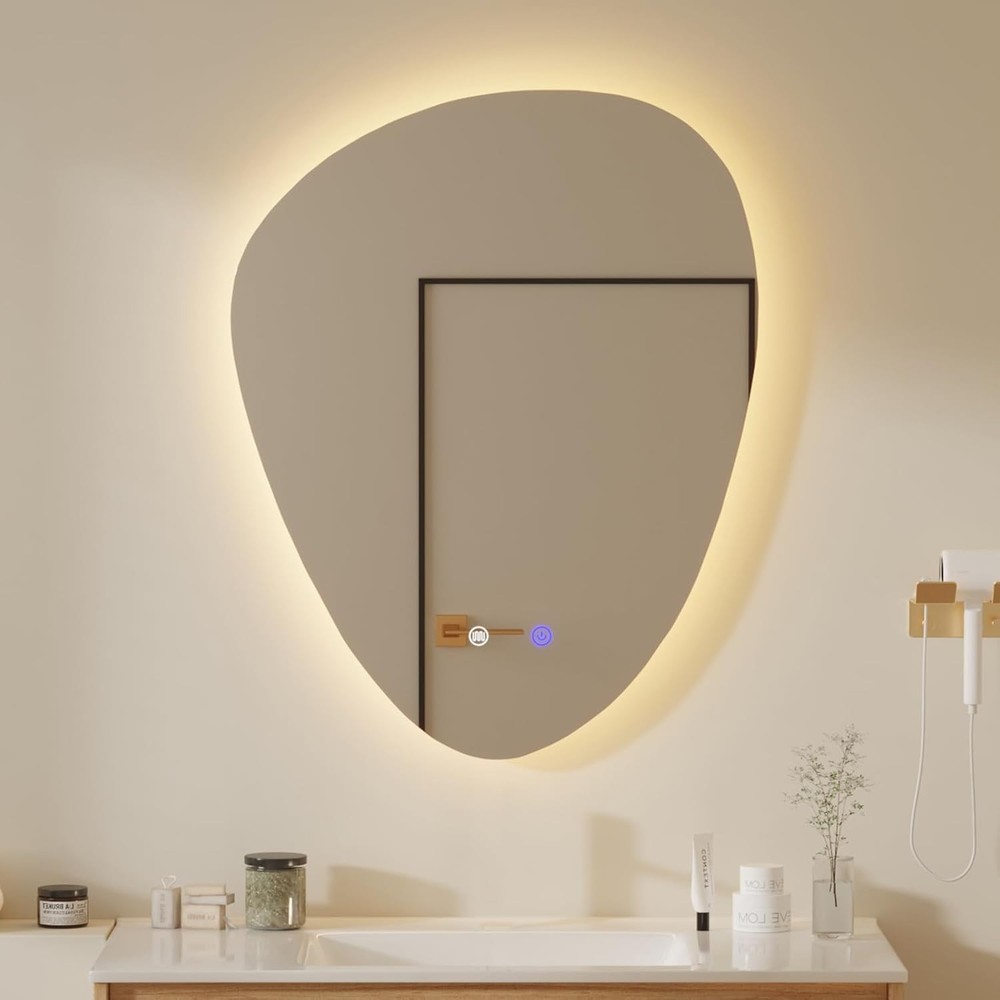 Irregular LED Bathroom Mirror 22"x28" Dimmable Anti-Fog Backlit