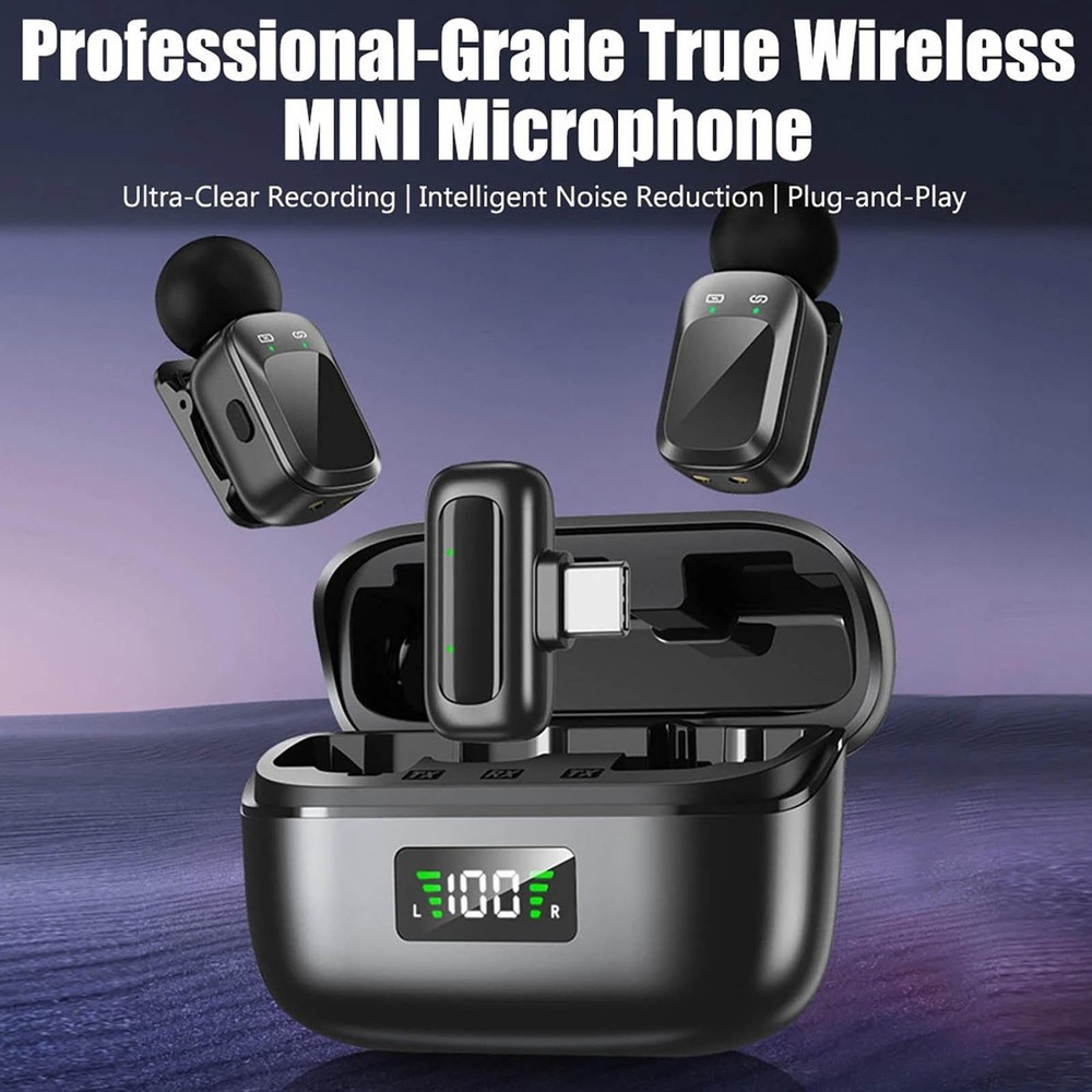 Wireless Type-C Microphone with Charging Case for Android iPhone Video Recording