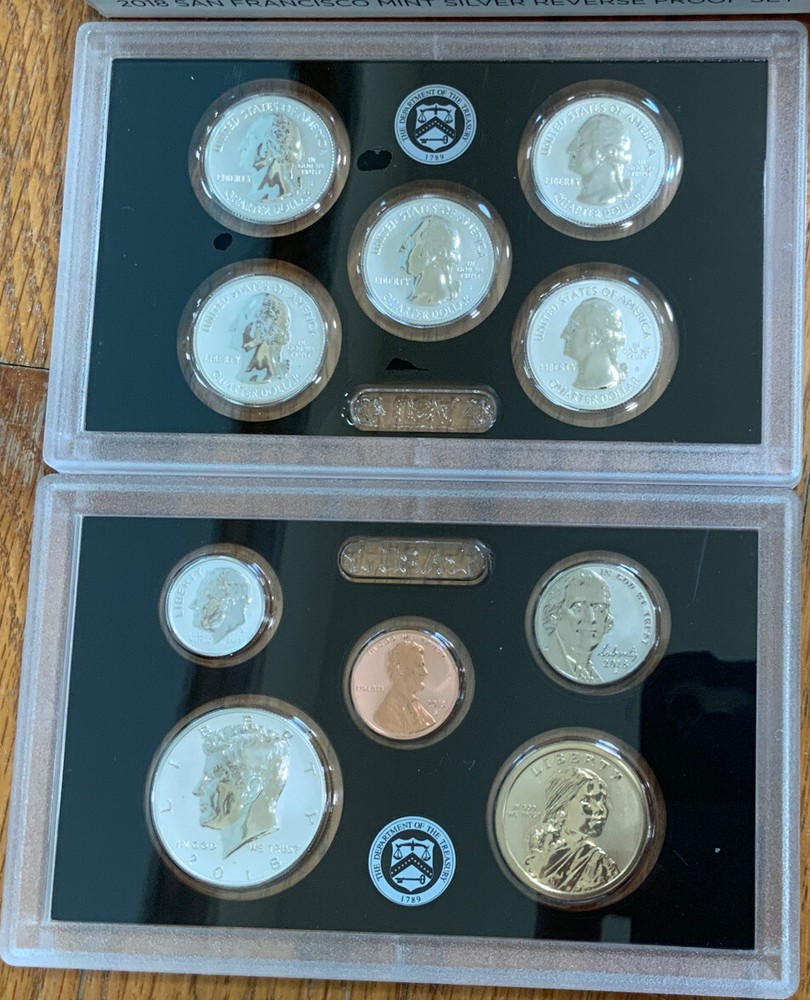 50th Anniversary -2018 SAN FRANCISCO MINT SILVER REVERSE PROOF SET w BOX & COA