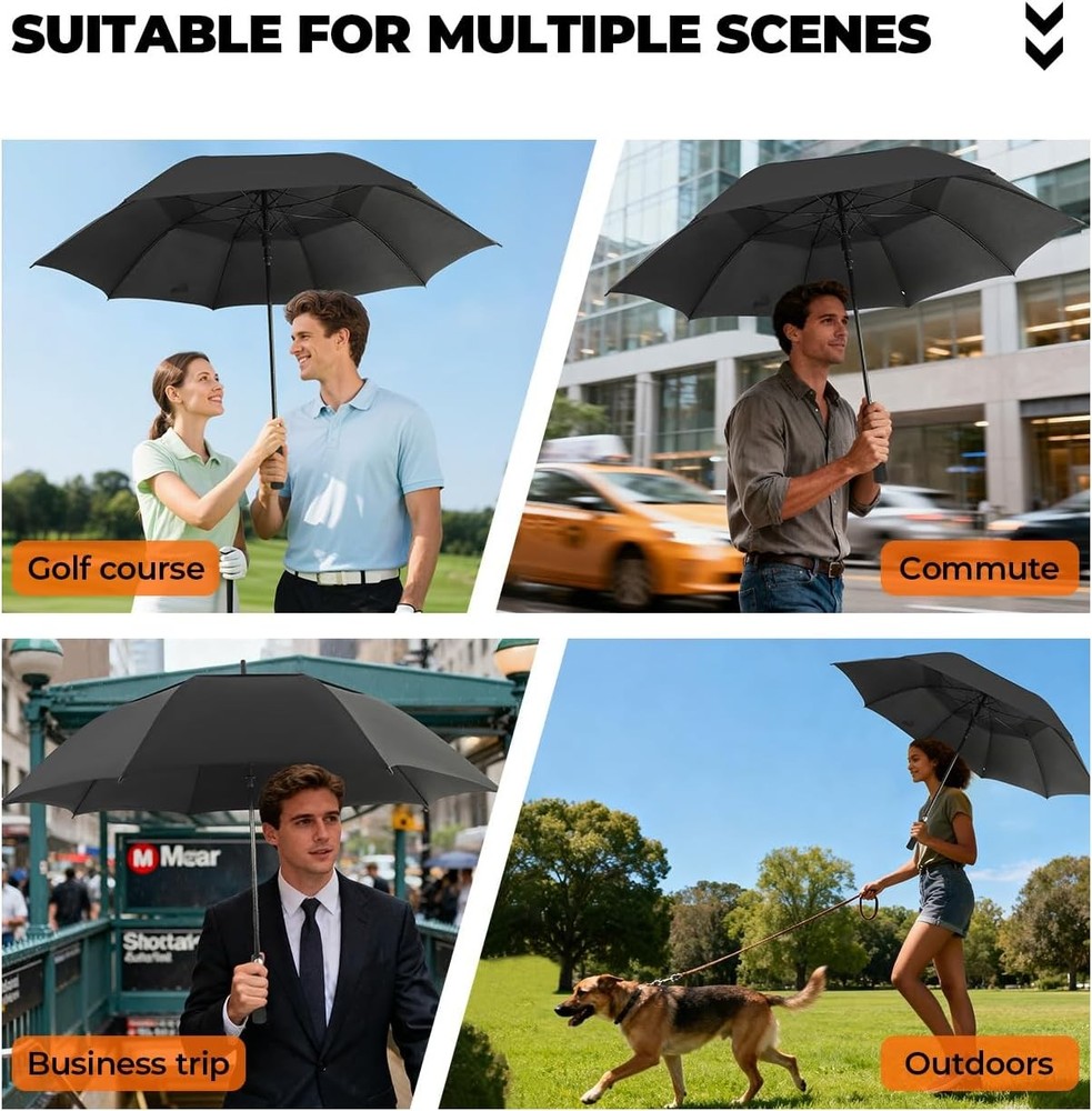 Automatic Open Golf Umbrella 54/62/68/72 inch Extra Large Oversize Double Canopy