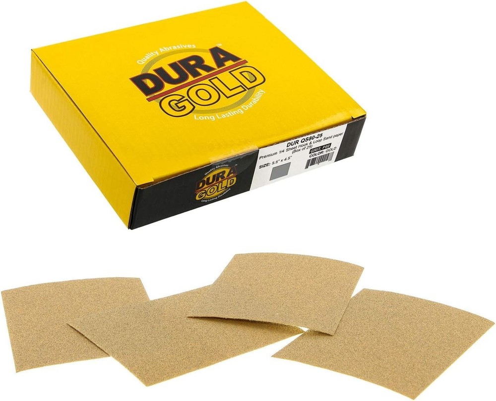 Gold Sandpaper Sheets - 80 Grit, 4.5" x 5.5" for Efficient Sanding