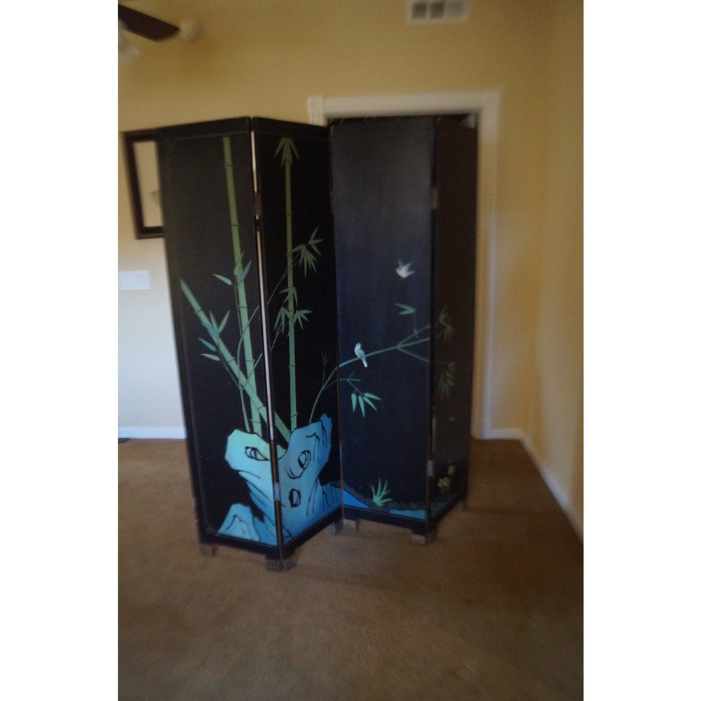 Antique Four Panel Cormandel Gold Leaf Screen