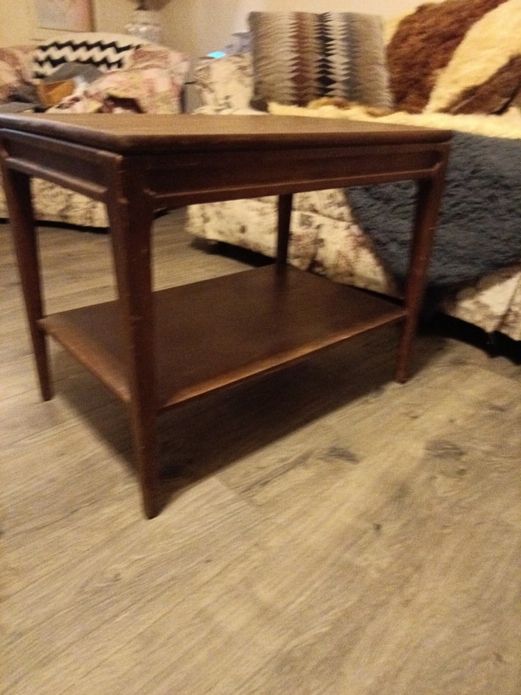 Mersman Antique Rectangular Wood Side Table with Lower Shelf Brown