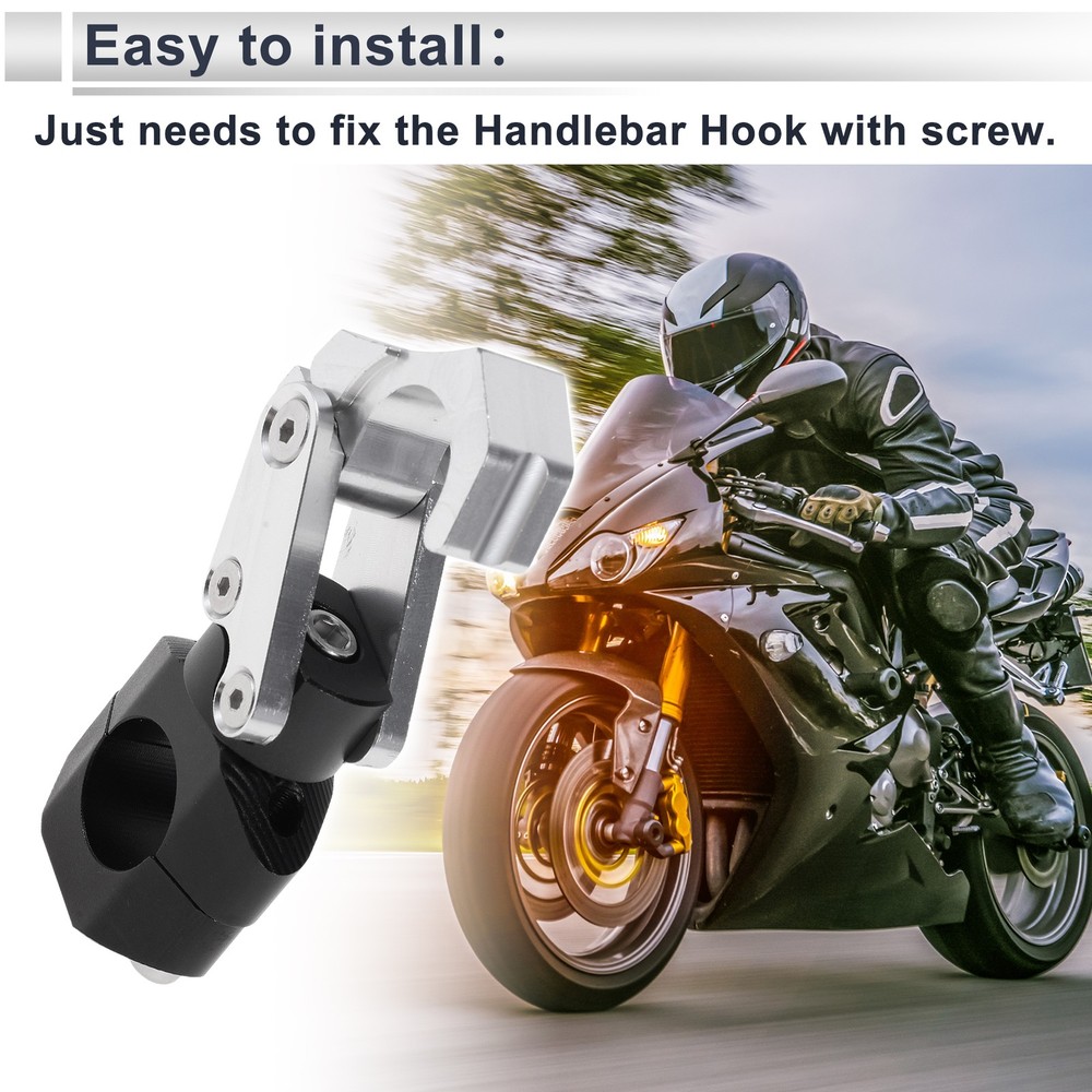 Rectangular Motorcycle Hook with Key 1 Set Silver
