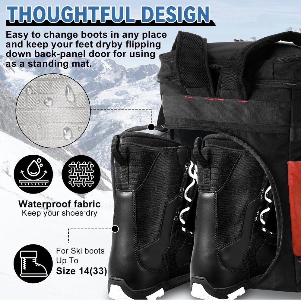 Ski Boot Bag, Ski Boot Bag & Accessories Travel Backpack 65L Waterproof