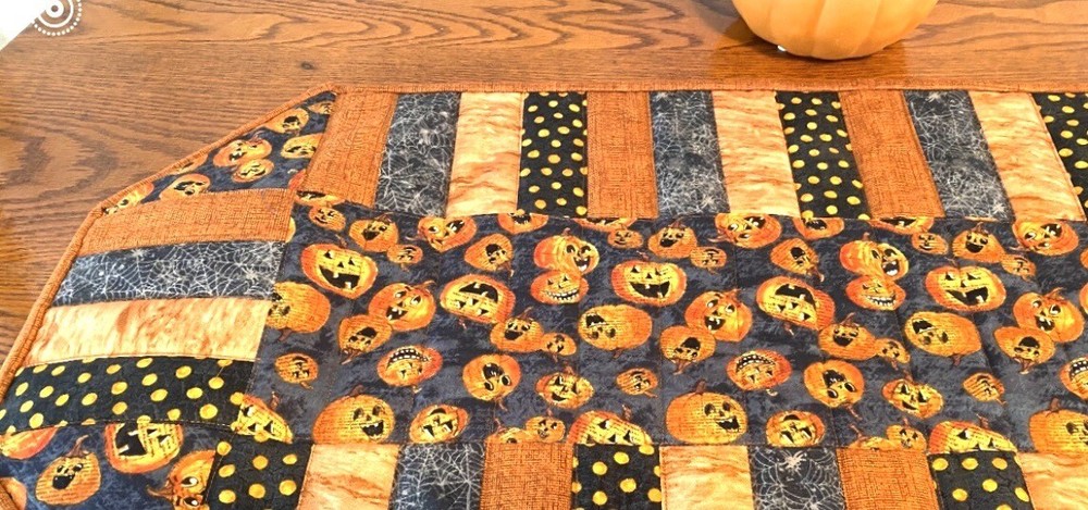Pumpkin Table Runner, Handmade Table Decor, 15” x 33”