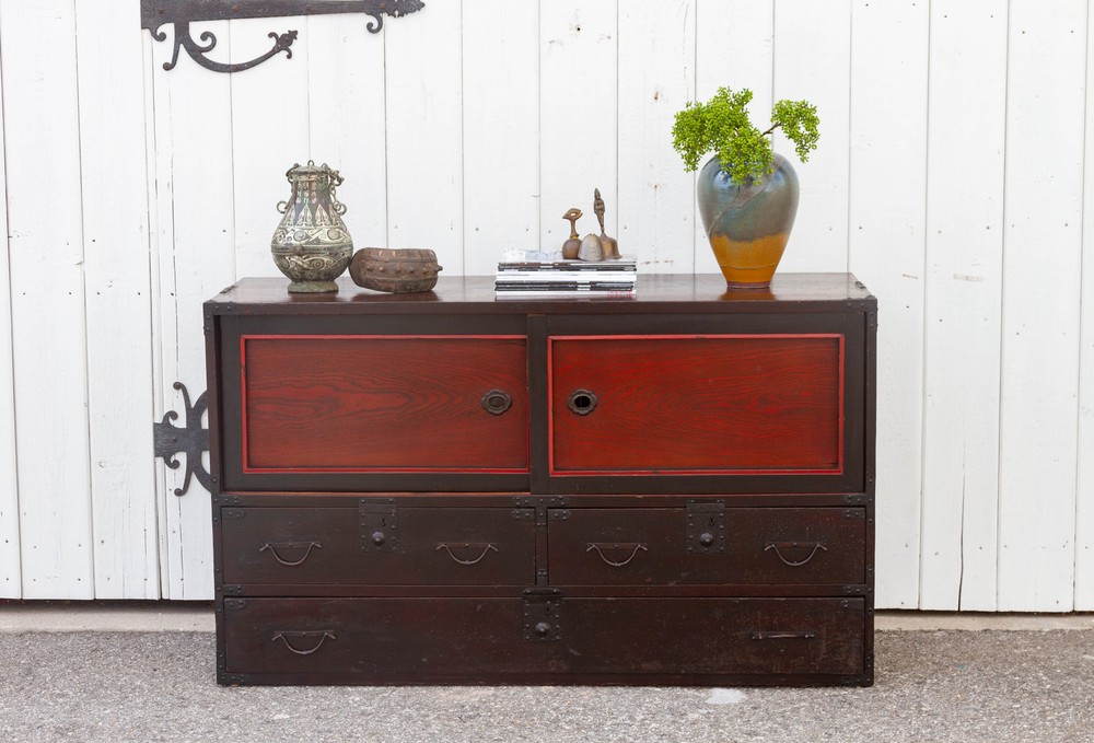 Mixed Wood Antique Tansu Cabinet
