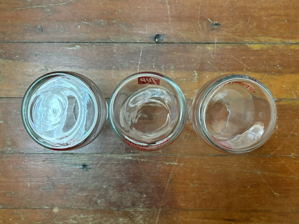 1970s 7UP “The Uncola” upside-down drinking glasses