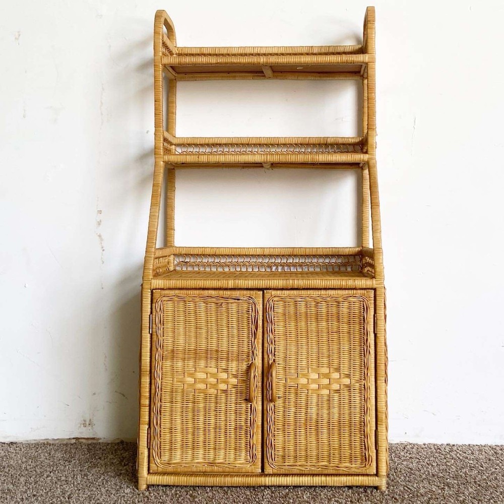 Boho Chic Rattan and Wicker Etagere