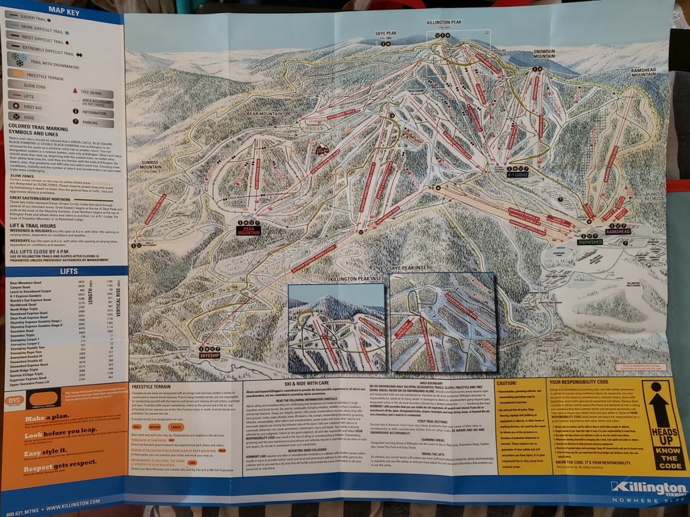 2008/09 KILLINGTON SKI AREA TRAIL MAP. MINT UNUSED