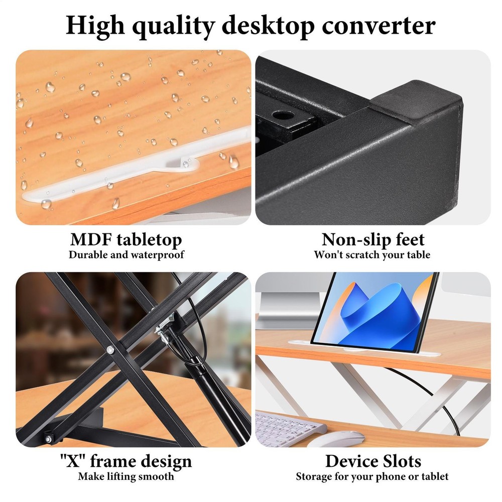 37 Sit-Stand Desk Riser Adjustable Converter Rustic