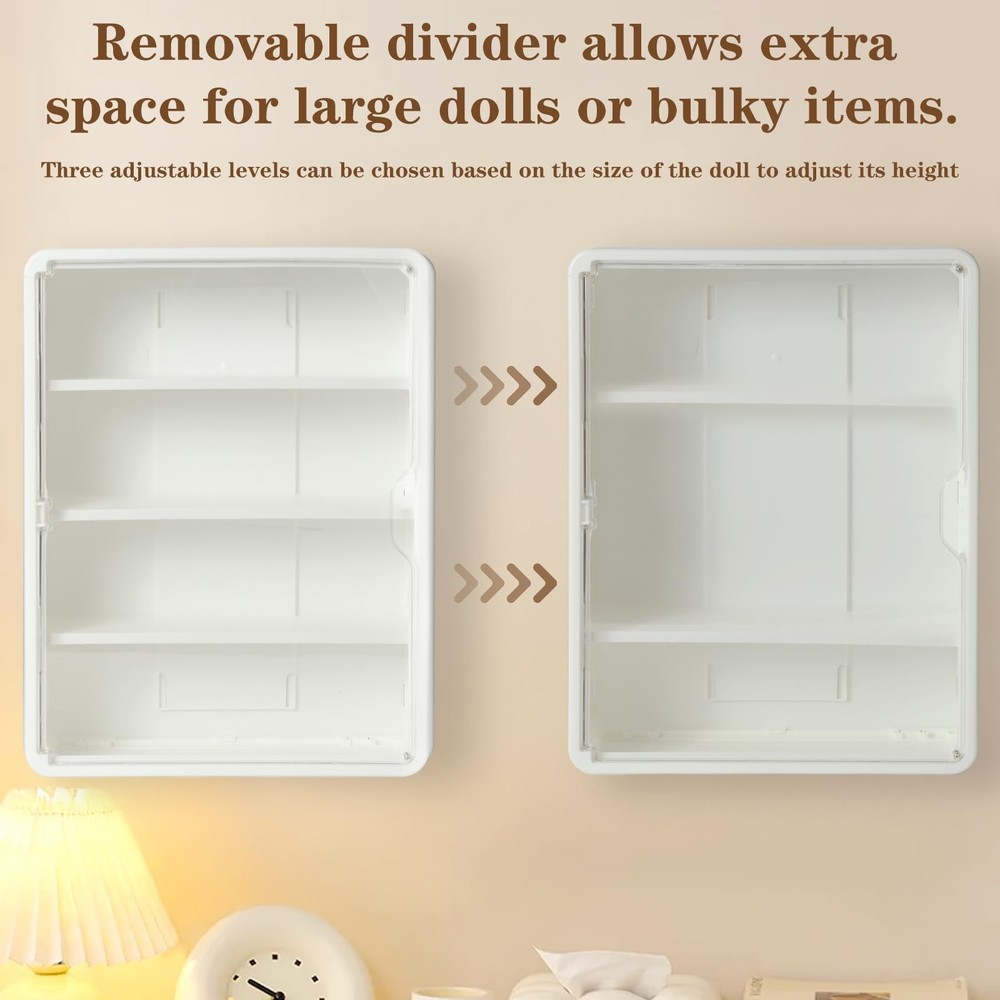 4-Tiers Clear Display Case for Figures, Wall-Mounted Display Box with Adjusta...