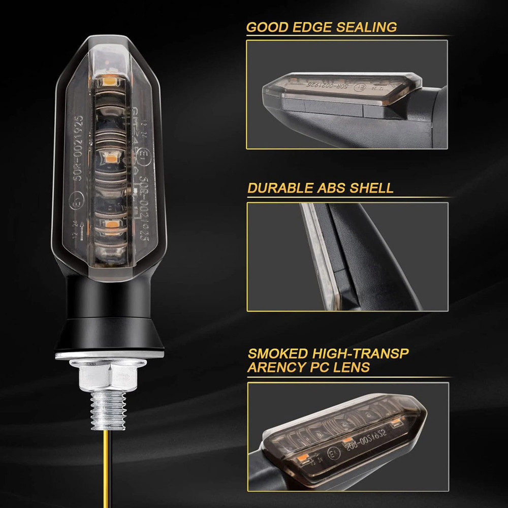 4X Motorcycle Sequential LED Turn Signal Blinker Light Indicator Amber Universal