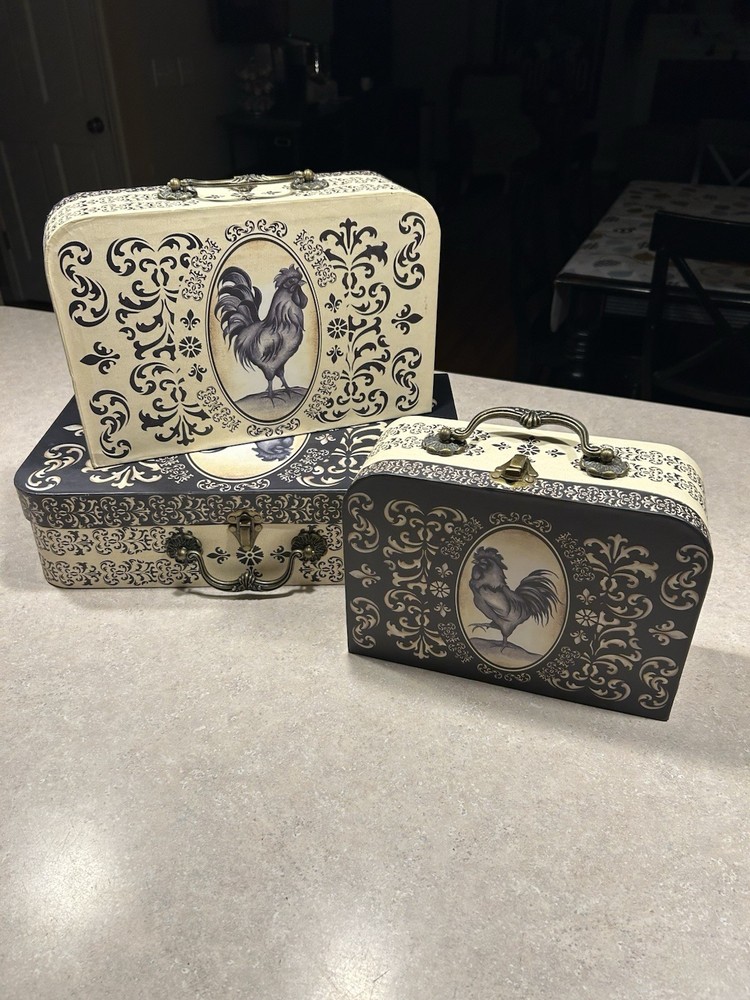 Vintage Style Nesting Stackable Decorative Cardboard Boxes 3pc