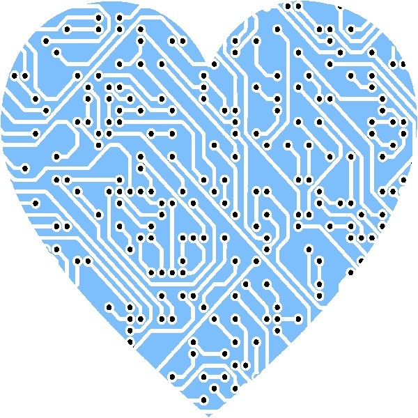 30 Custom Blue Circuit Board Heart Personalized Address Labels