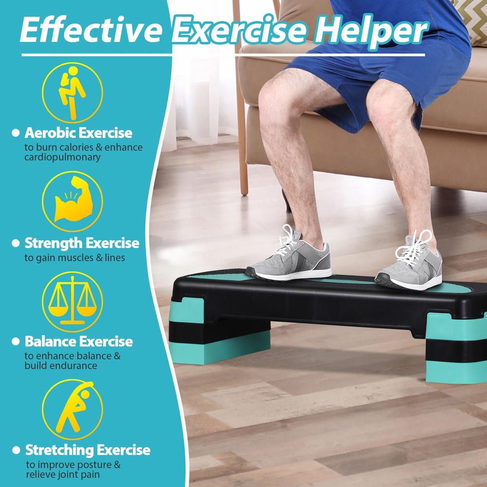 Indoor Training Exercise Aerobic Stepper Workout Step Storage 31" Green