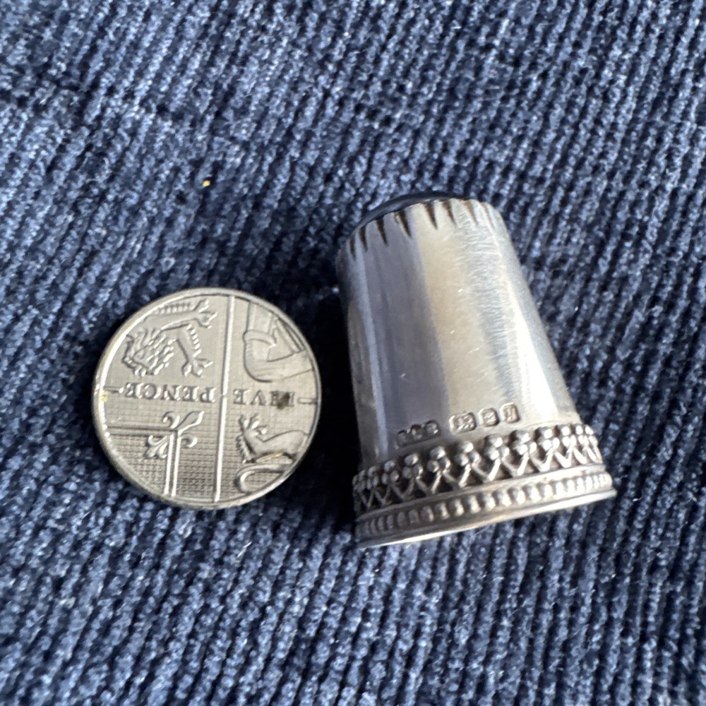 vintage sterling silver millefiori thimble
