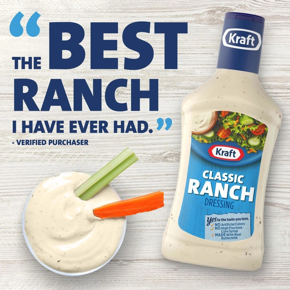 (6 pack) Kraft Classic Ranch Dressing, 16 fl oz Bottle