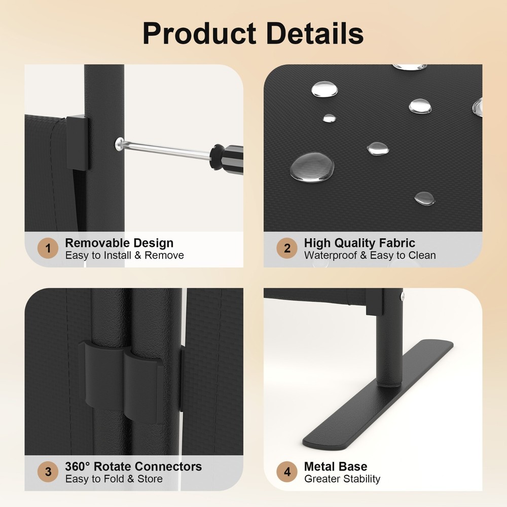 4 Panel Room Divider, 88''Folding Screen Portable Wall Partition Room Divider