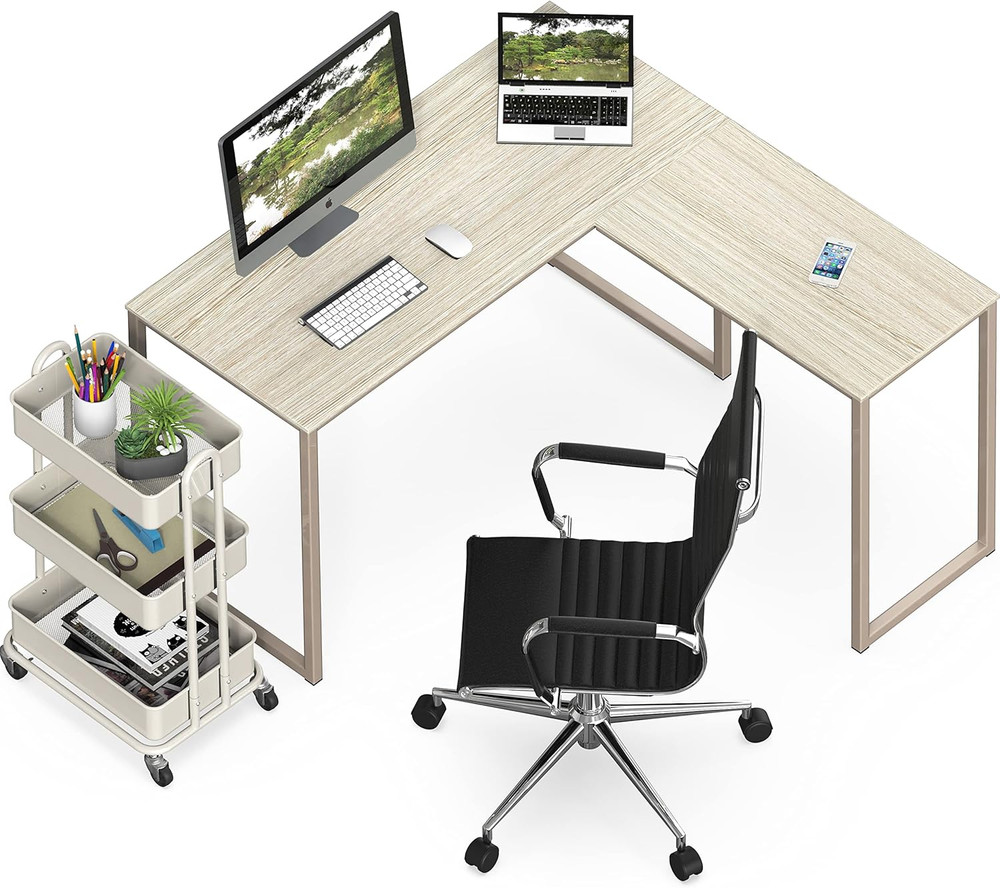 L-Shape Maple Home Office Computer Desk - 48x48 Inches