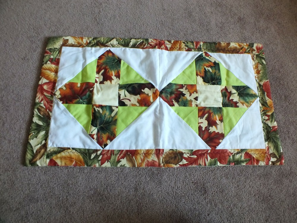 Beautiful Handmade Fall Spring Table Linen Reversible 28 x 15" NICE