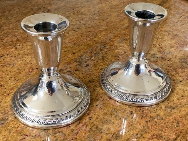 National Sterling Silver Weighted Candlesticks - Pair