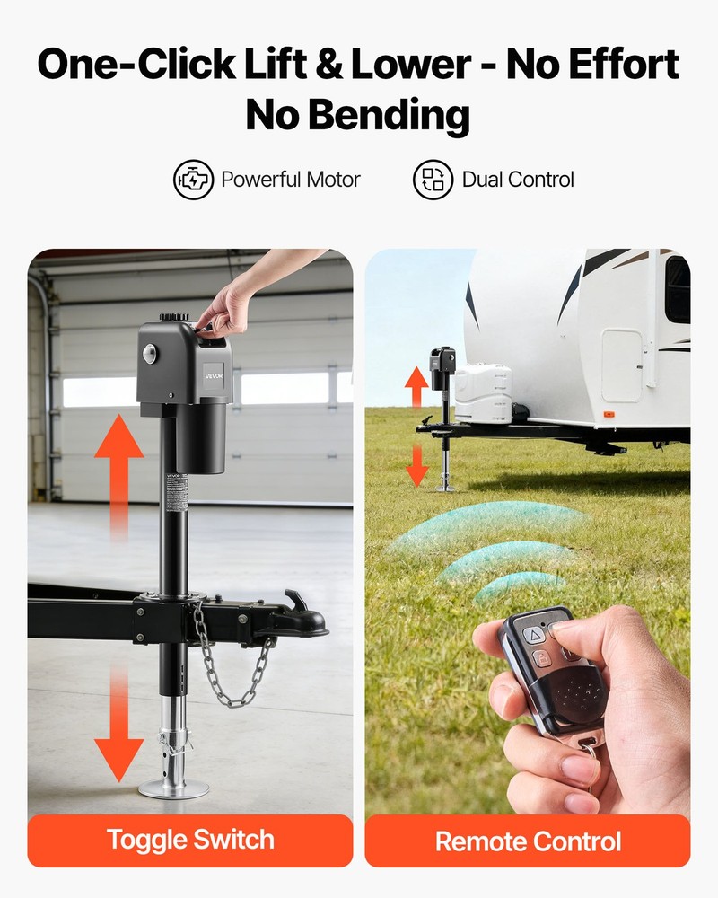 VEVOR Electric Trailer Jack 7500 lbs 9.84-27.84 in Electric Power Tongue Jack