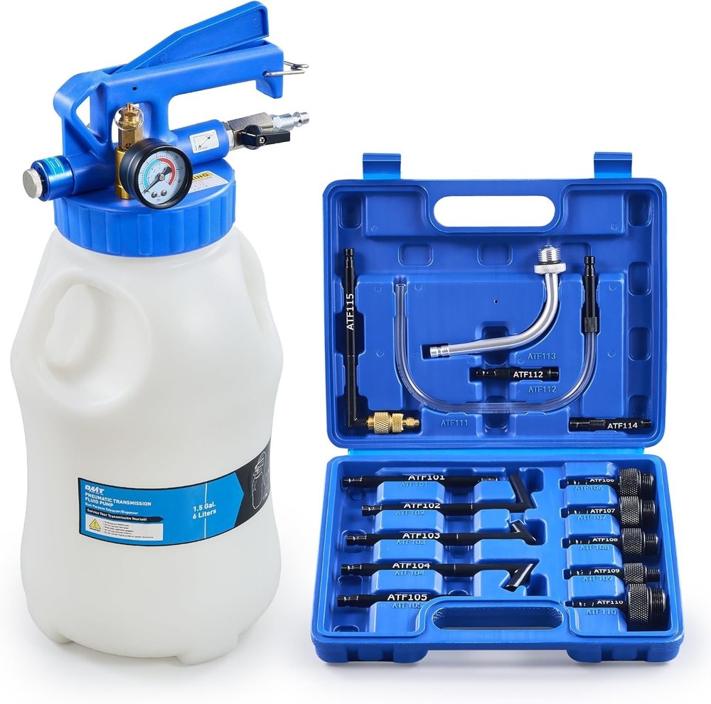 Professional 6L Pneumatic Fluid Bleeder Set - Includes 15 Adapters & Hoses