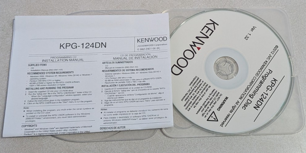 Kenwood KPG-124DN Version 1.32 Program Software TK 7302 / 8302 NEW