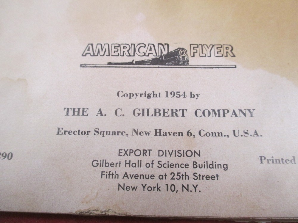 1954 GILBERT AMERICAN FLYER INSTRUCTION BOOK ORIGINAL