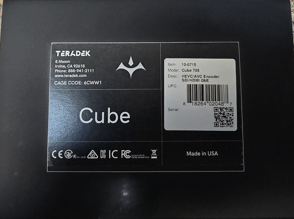 Teradek Cube 705 HEVC/AVC Encoder SDI/HDMI GbE- New