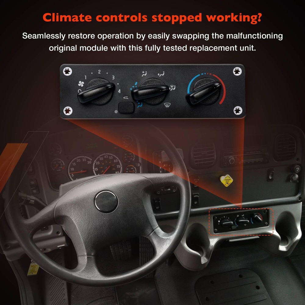 599-008 Front Climate Control Module A/C Heater Air Conditioning Panel, Black