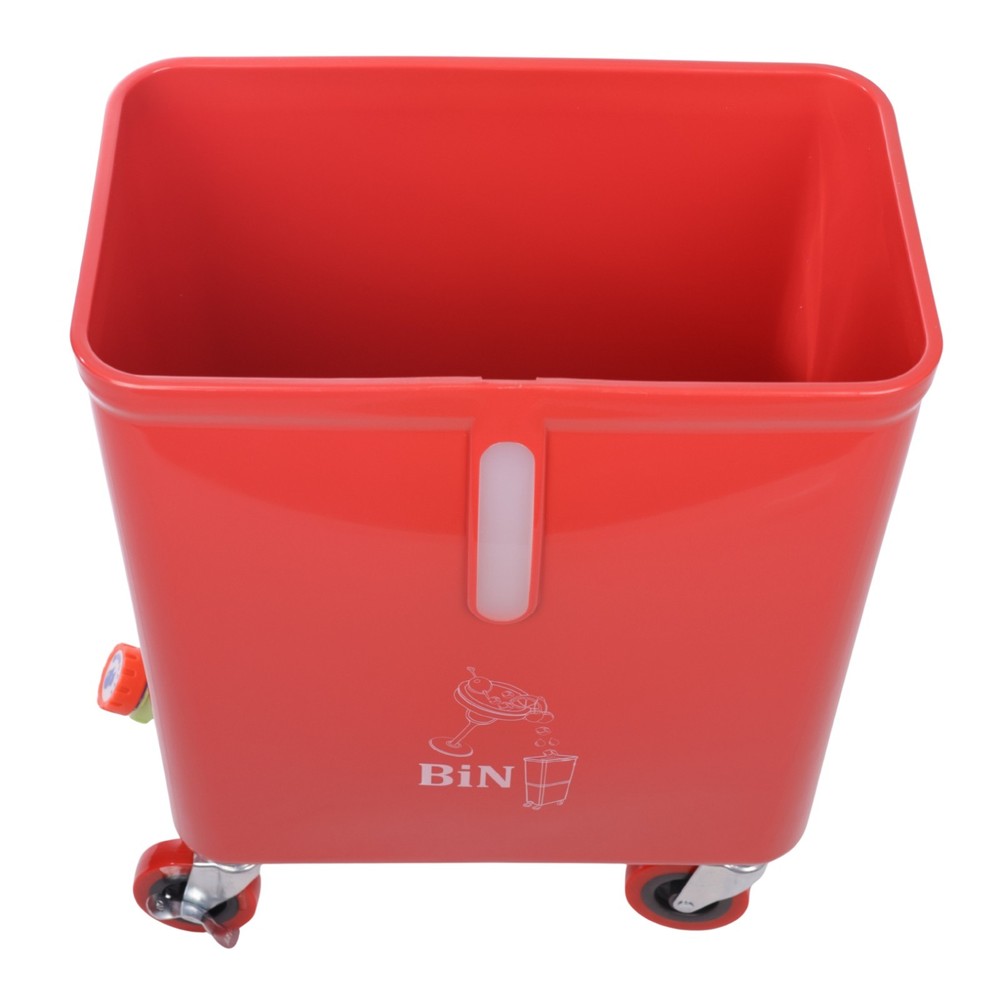 Red Drink Dump Bin w/ Wheels – Dual Compartment Liquid & Trash Disposal
