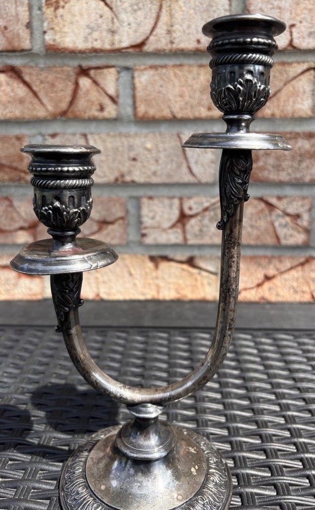 Vintage Silver Plated Double Candlestick Elegant D6132