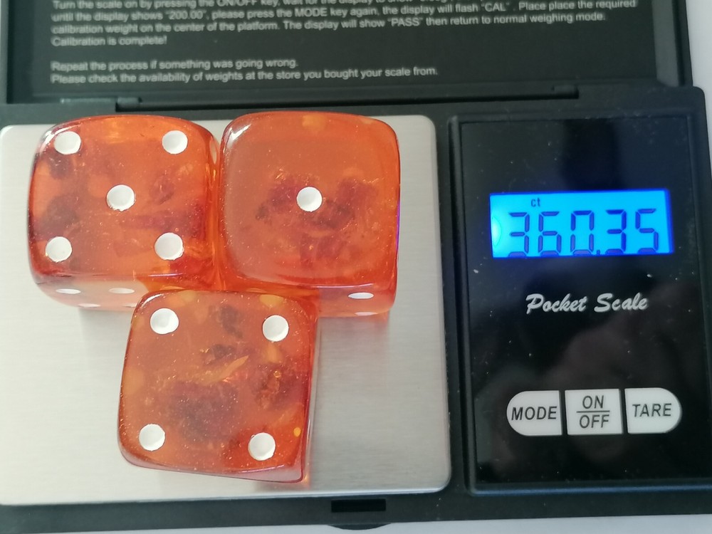 3 HANDMADE BALTIC AMBER Dice