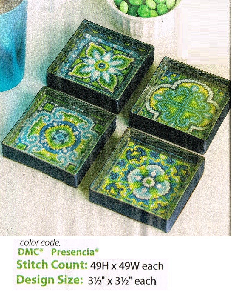 TILE COASTER  CROSS STITCH PATTERN ONLY  - YD  REA