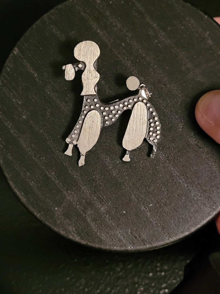 Vintage Poodle Pin Two-tone Marked