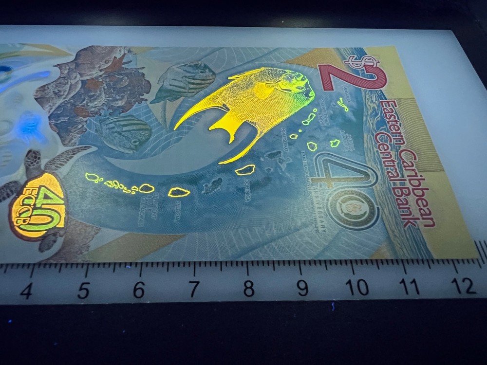 2x Eastern Caribbean $2 Banknote Polymer Money Baseball Cricket Commemorative