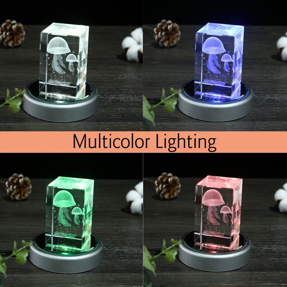 IFOLAINA LED Display Multicolor Light Base for 3D Crystal Art - Silver
