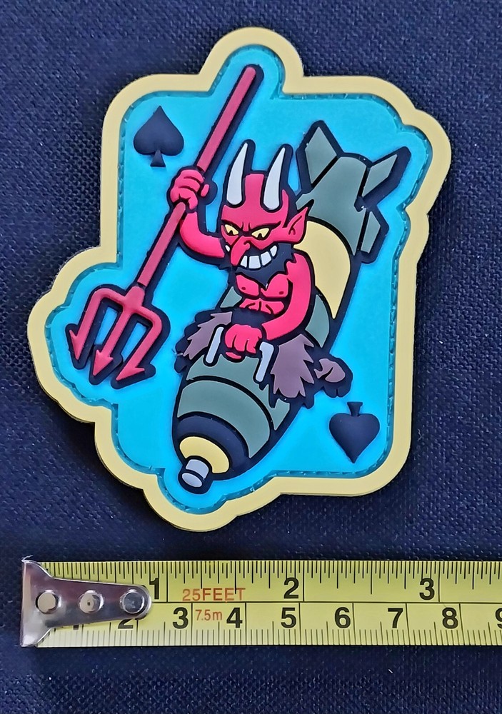 3D PVC Hook Backing Morale Military Patch COLOR DEVIL BOMBER