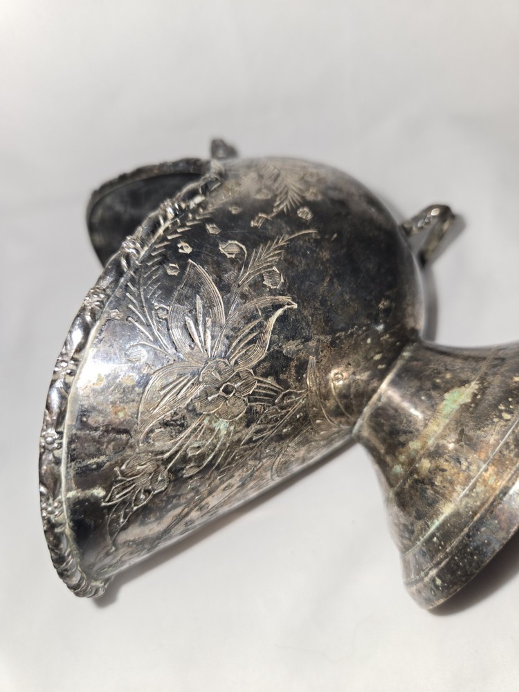 Vintage Sugar Scuttle Silver Plate Floral Design