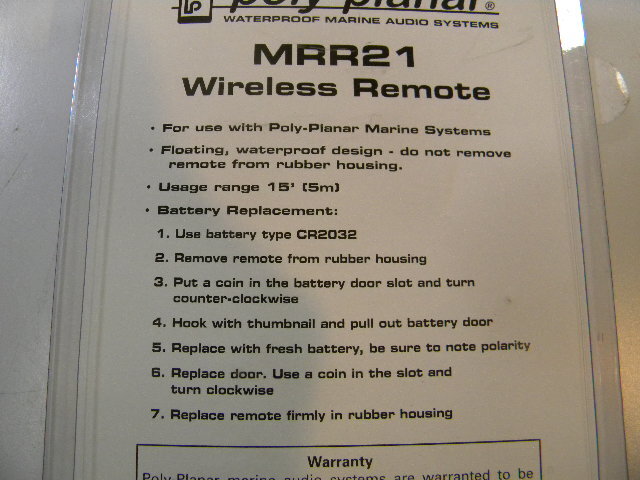 Poly-Planar MRR21 Waterproof Wireless Remote For Audio System NEW