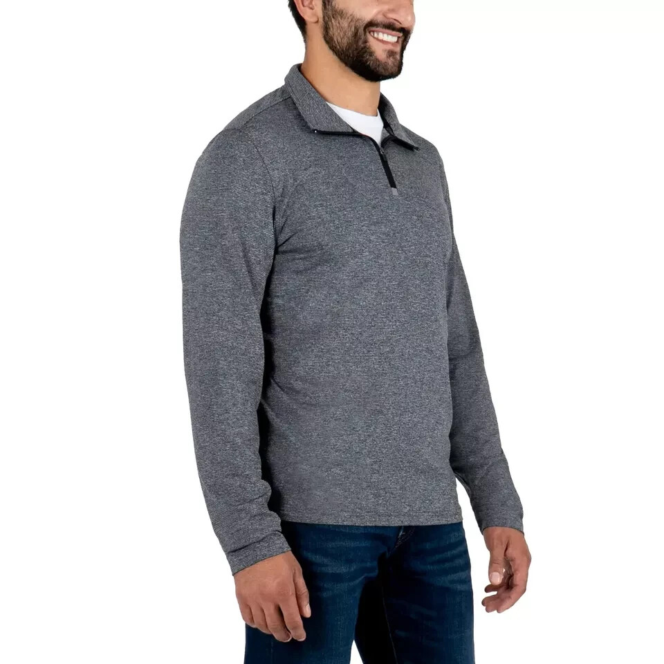 Gerry Men's Long Sleeve 1/4 Zip Pullover, Gray, Size M